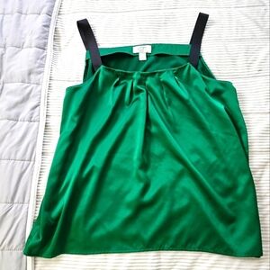 LOFT Ann Taylor Petites Green Satin Women's Top. Size LP